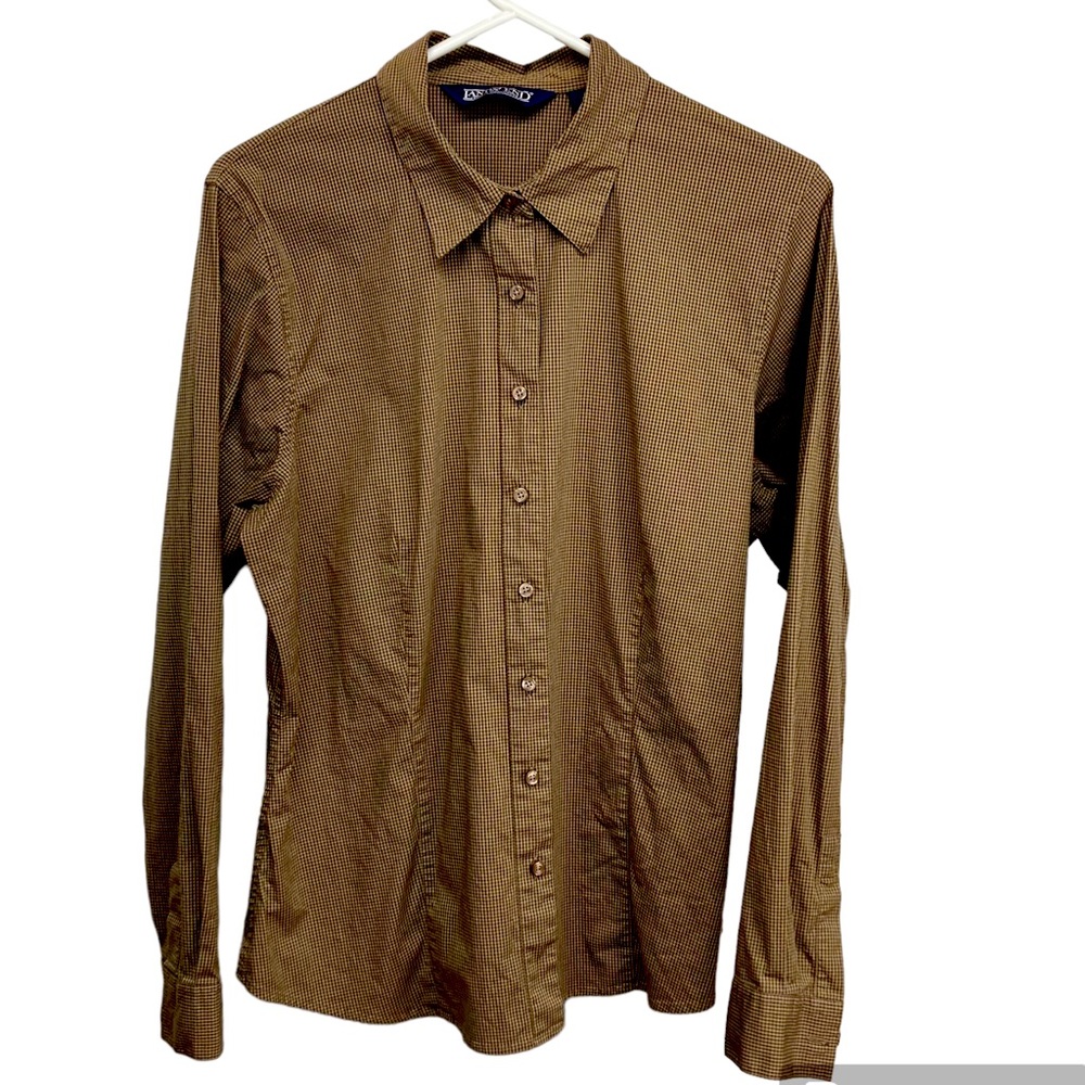 Lands’ End Blouse 16 Brown check Fitted